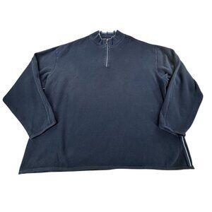 Tommy Bahama Mens XXL Cotton Navy Half-Zip Pullover Sweater With Ribbed Detail